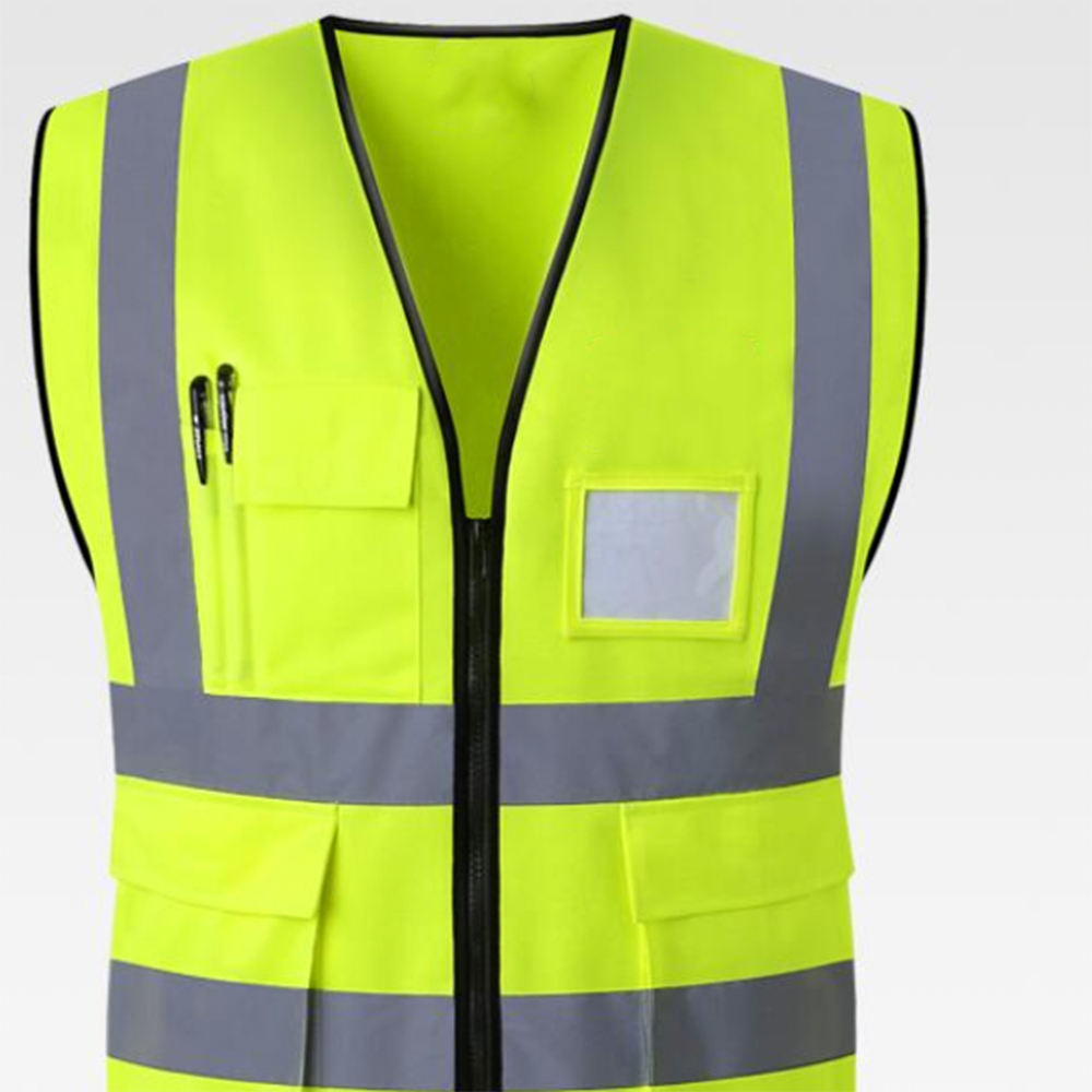 Foxa Impex Customized Black Reflective Safety Vest Company Logo With Pockets Custom Color Fluorescent Visibility Work Class 2 Safety Vest